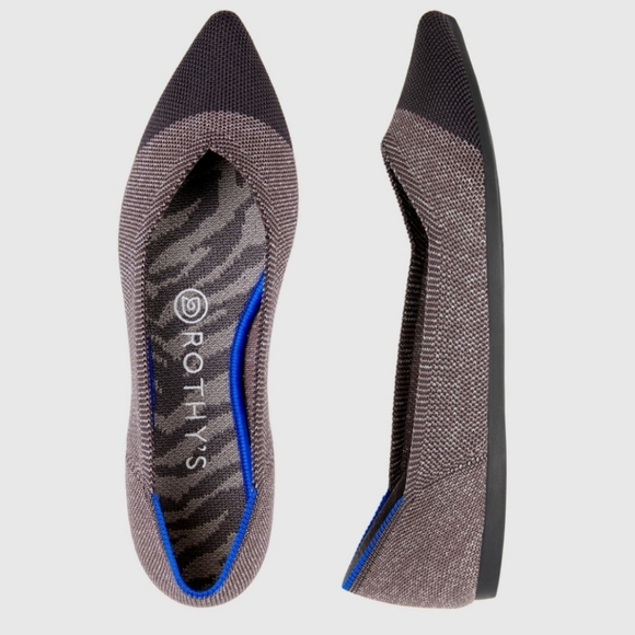 Rothy's The Point Twilight Metallic Captoe Silver/ Black 7.5 - Picture 1 of 9